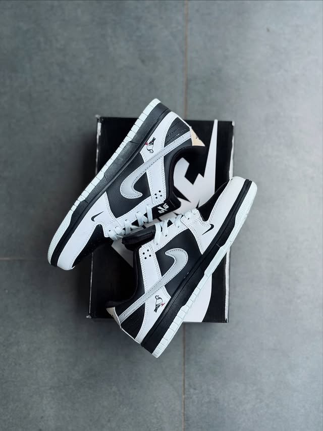 Nike Dunk Low in white and dark green, high-quality sneakers from the best shoe store in Malappuram.