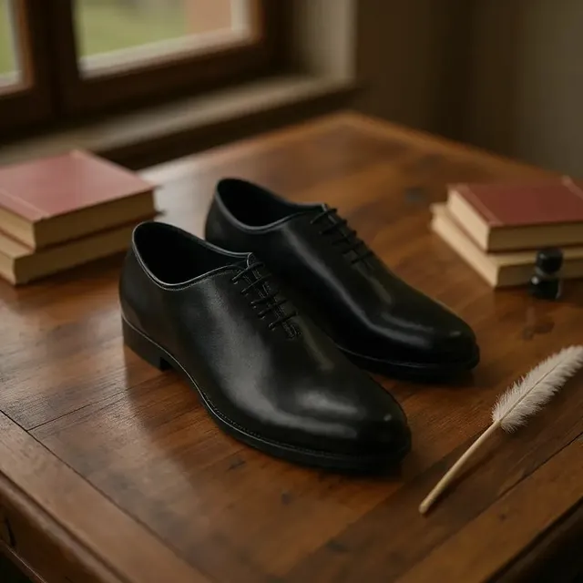 Premium Men’s Formal Footwear in Vengara – black leather loafers on white surface