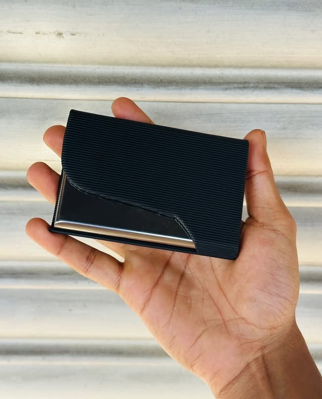 Slim black leather card holder for men daily use – Best Mens Accessories Shop In Malappuram