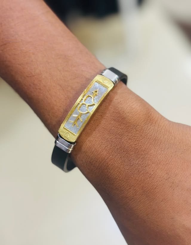 Luxury men’s bracelet with gold detailing on wrist – Best Mens Accessories Shop In Malappuram