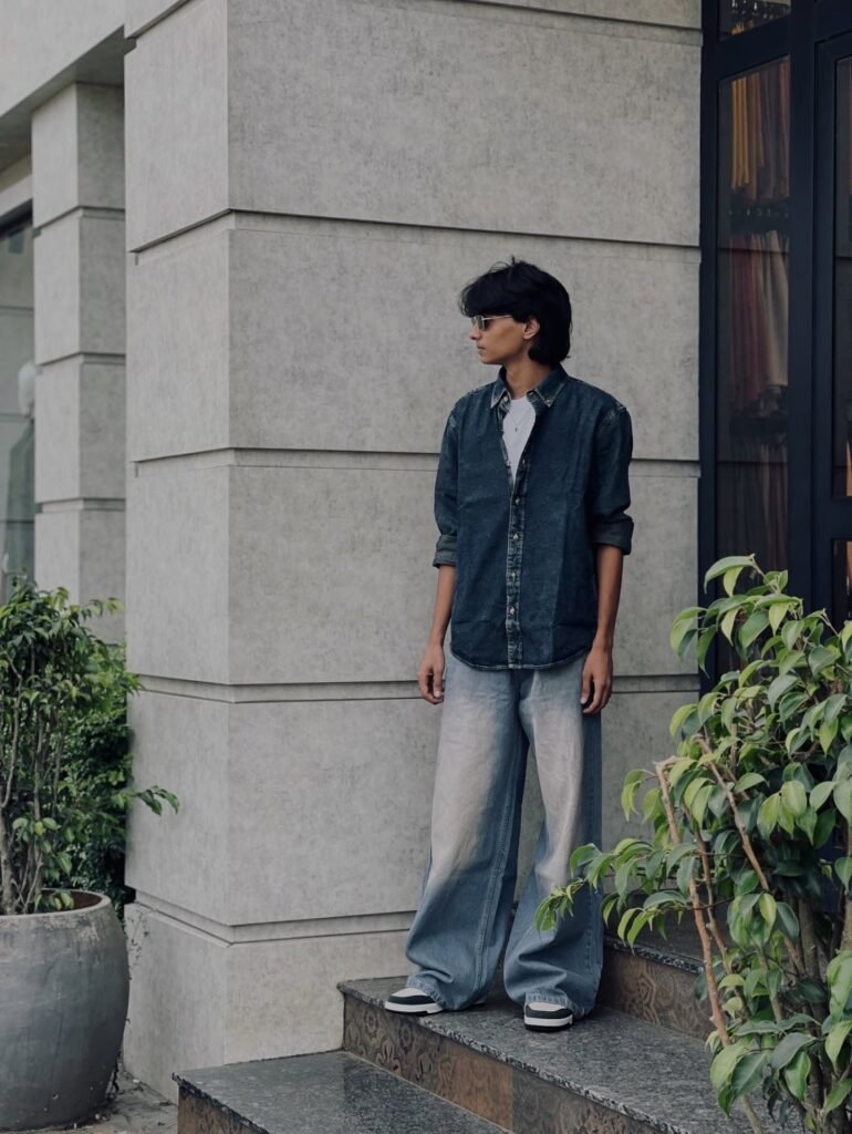 BJean blue denim shirt premium boys wear from the best boys clothing store in Malappuram